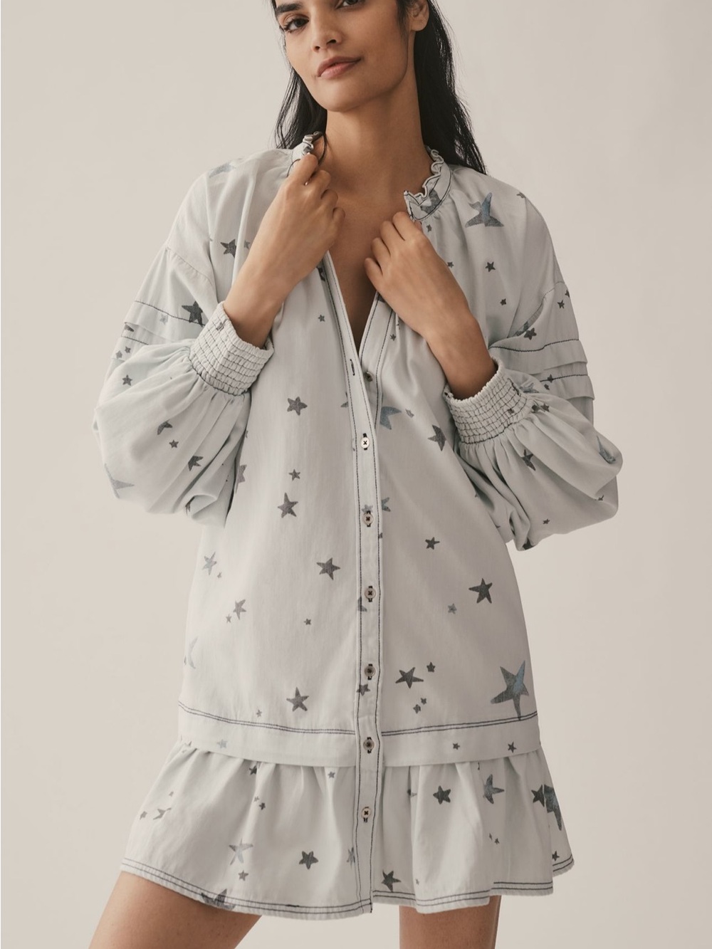 Anthropologie Pilcro Long sleeve button front mini shirt dress